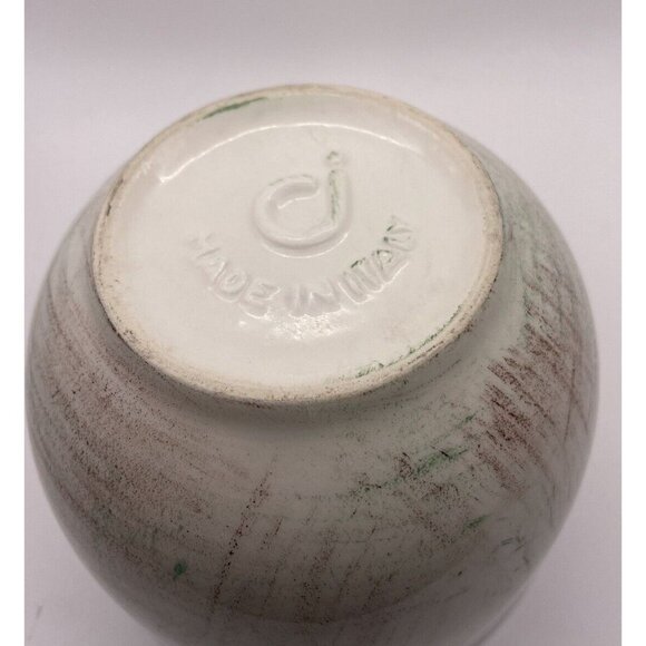 De Silva Italian Terracotta Four Mugs Cream Brown Green Feathering Made in Italy - Picture 5 of 5